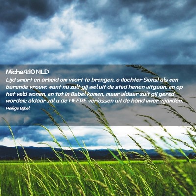Picture 02 - Micha 4:10 NLD - Lijd smart en arbeid om voort te brengen, o - Bible Verse Picture