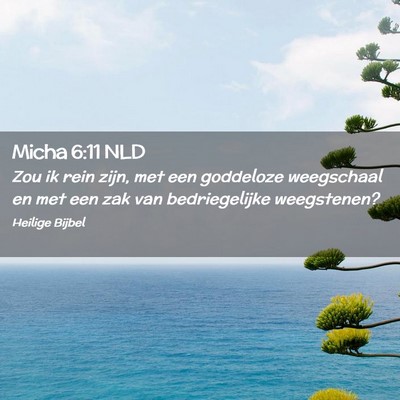 Picture 02 - Micha 6:11 NLD - Zou ik rein zijn, met een goddeloze weegschaal en - Bible Verse Picture