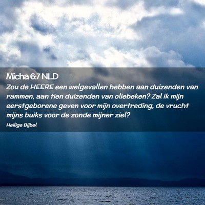 Picture 02 - Micha 6:7 NLD - Zou de HEERE een welgevallen hebben aan duizenden - Bible Verse Picture