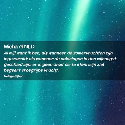 Picture 02 - Micha 7:1 NLD - Ai mij! want ik ben, als wanneer de zomervruchten - Bible Verse Picture