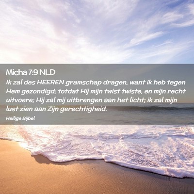 Picture 02 - Micha 7:9 NLD - Ik zal des HEEREN gramschap dragen, want ik heb - Bible Verse Picture