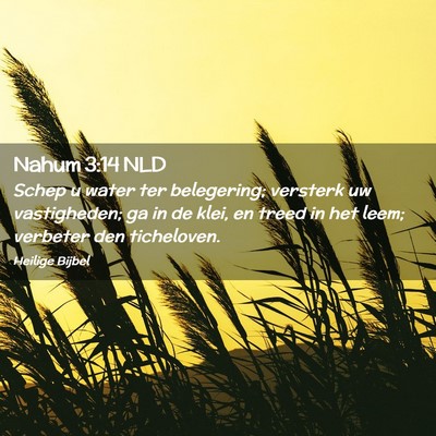 Picture 02 - Nahum 3:14 NLD - Schep u water ter belegering; versterk uw - Bible Verse Picture