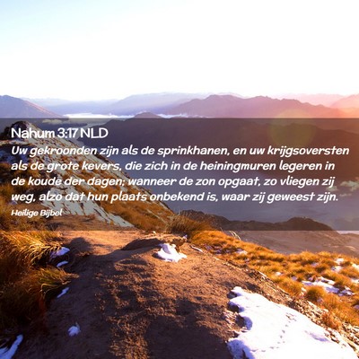 Picture 02 - Nahum 3:17 NLD - Uw gekroonden zijn als de sprinkhanen, en uw - Bible Verse Picture