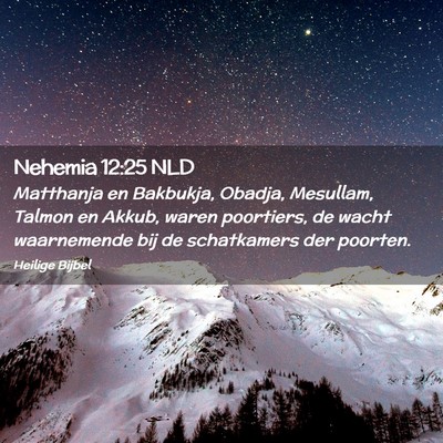 Picture 02 - Nehemia 12:25 NLD - Matthanja en Bakbukja, Obadja, Mesullam, Talmon - Bible Verse Picture