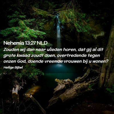 Picture 02 - Nehemia 13:27 NLD - Zouden wij dan naar ulieden horen, dat gij al dit - Bible Verse Picture