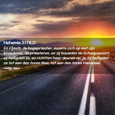 Picture 02 - Nehemia 3:1 NLD - En Eljasib, de hogepriester, maakte zich op met - Bible Verse Picture