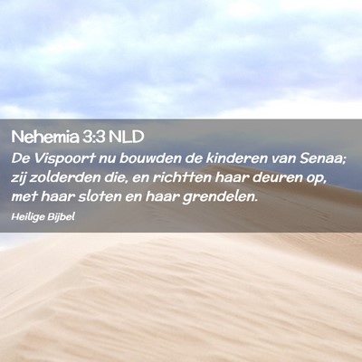 Picture 02 - Nehemia 3:3 NLD - De Vispoort nu bouwden de kinderen van Senaa; zij - Bible Verse Picture