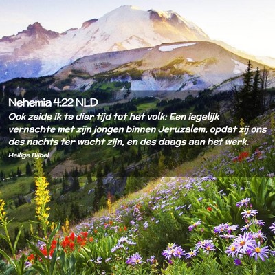 Picture 02 - Nehemia 4:22 NLD - Ook zeide ik te dier tijd tot het volk: Een - Bible Verse Picture