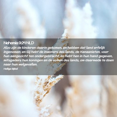 Picture 02 - Nehemia 9:24 NLD - Alzo zijn de kinderen daarin gekomen, en hebben - Bible Verse Picture
