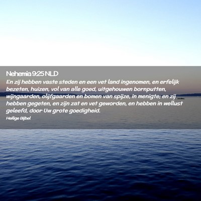 Picture 02 - Nehemia 9:25 NLD - En zij hebben vaste steden en een vet land - Bible Verse Picture