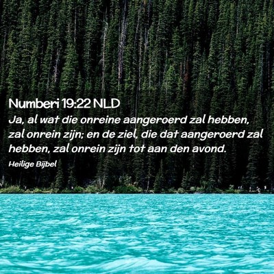 Picture 02 - Numberi 19:22 NLD - Ja, al wat die onreine aangeroerd zal hebben, zal - Bible Verse Picture
