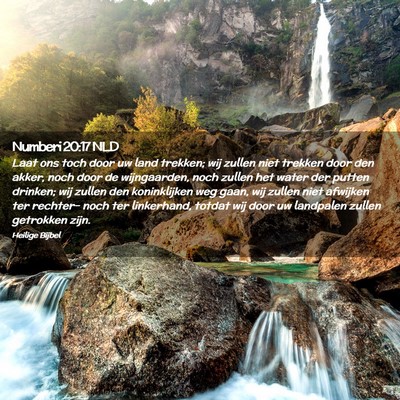 Picture 02 - Numberi 20:17 NLD - Laat ons toch door uw land trekken; wij zullen - Bible Verse Picture