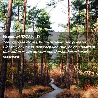 Picture 02 - Numberi 32:28 NLD - Toen gebood Mozes, hunnenthalve, den priester - Bible Verse Picture
