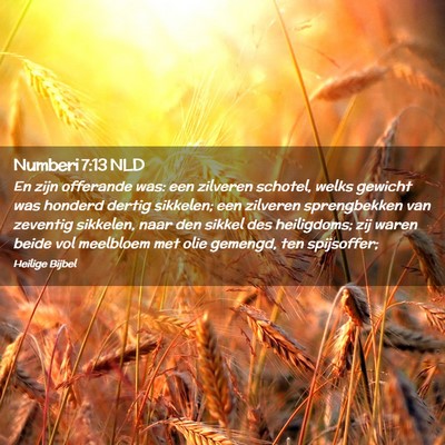 Picture 02 - Numberi 7:13 NLD - En zijn offerande was: een zilveren schotel, - Bible Verse Picture