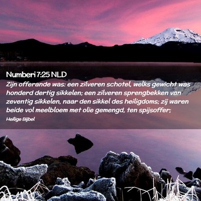 Picture 02 - Numberi 7:25 NLD - Zijn offerande was: een zilveren schotel, welks - Bible Verse Picture