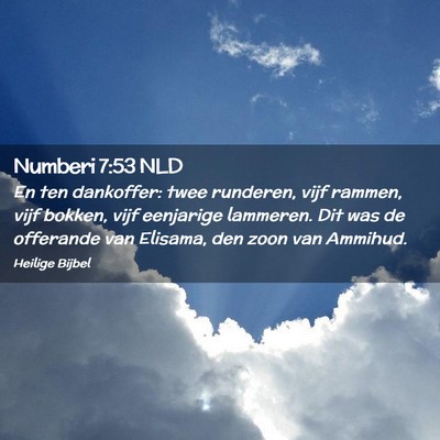 Picture 02 - Numberi 7:53 NLD - En ten dankoffer: twee runderen, vijf rammen, - Bible Verse Picture