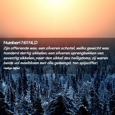 Picture 02 - Numberi 7:61 NLD - Zijn offerande was: een zilveren schotel, welks - Bible Verse Picture