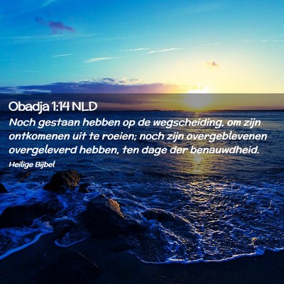 Picture 02 - Obadja 1:14 NLD - Noch gestaan hebben op de wegscheiding, om zijn - Bible Verse Picture