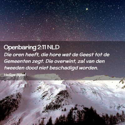 Picture 02 - Openbaring 2:11 NLD - Die oren heeft, die hore wat de Geest tot de - Bible Verse Picture