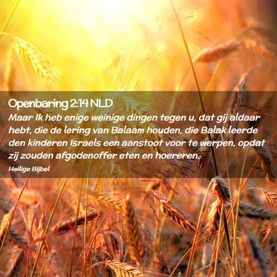Picture 02 - Openbaring 2:14 NLD - Maar Ik heb enige weinige dingen tegen u, dat gij - Bible Verse Picture
