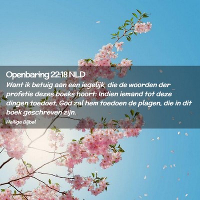 Picture 02 - Openbaring 22:18 NLD - Want ik betuig aan een iegelijk, die de woorden - Bible Verse Picture