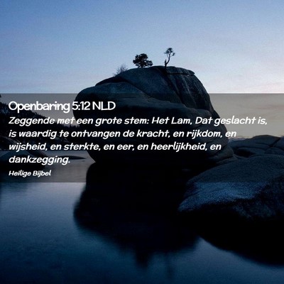 Picture 02 - Openbaring 5:12 NLD - Zeggende met een grote stem: Het Lam, Dat - Bible Verse Picture