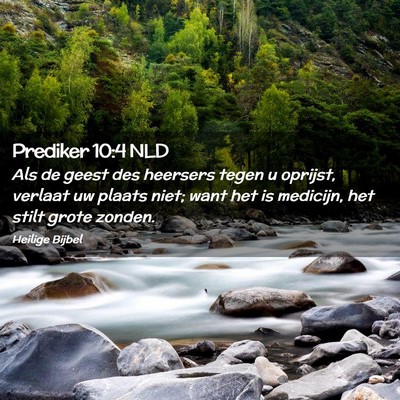 Picture 02 - Prediker 10:4 NLD - Als de geest des heersers tegen u oprijst, - Bible Verse Picture