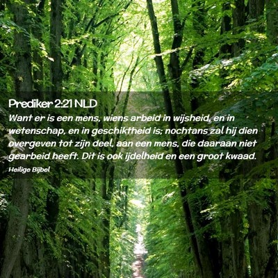 Picture 02 - Prediker 2:21 NLD - Want er is een mens, wiens arbeid in wijsheid, en - Bible Verse Picture