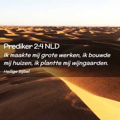 Picture 02 - Prediker 2:4 NLD - Ik maakte mij grote werken, ik bouwde mij huizen, - Bible Verse Picture