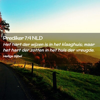 Picture 02 - Prediker 7:4 NLD - Het hart der wijzen is in het klaaghuis; maar het - Bible Verse Picture