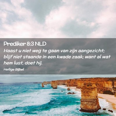 Picture 02 - Prediker 8:3 NLD - Haast u niet weg te gaan van zijn aangezicht; - Bible Verse Picture