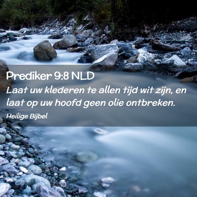 Picture 02 - Prediker 9:8 NLD - Laat uw klederen te allen tijd wit zijn, en laat - Bible Verse Picture