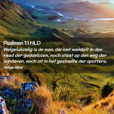 Picture 02 - Psalmen 1:1 NLD - Welgelukzalig is de man, die niet wandelt in den - Bible Verse Picture