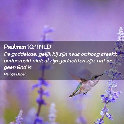 Picture 02 - Psalmen 10:4 NLD - De goddeloze, gelijk hij zijn neus omhoog steekt, - Bible Verse Picture