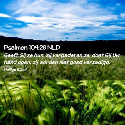 Picture 02 - Psalmen 104:28 NLD - Geeft Gij ze hun, zij vergaderen ze; doet Gij Uw - Bible Verse Picture