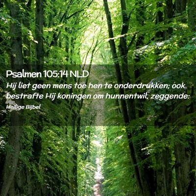 Picture 02 - Psalmen 105:14 NLD - Hij liet geen mens toe hen te onderdrukken; ook - Bible Verse Picture