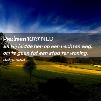 Picture 02 - Psalmen 107:7 NLD - En Hij leidde hen op een rechten weg, om te gaan - Bible Verse Picture
