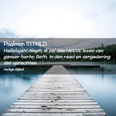 Picture 02 - Psalmen 111:1 NLD - Hallelujah! Aleph. Ik zal den HEERE loven van - Bible Verse Picture