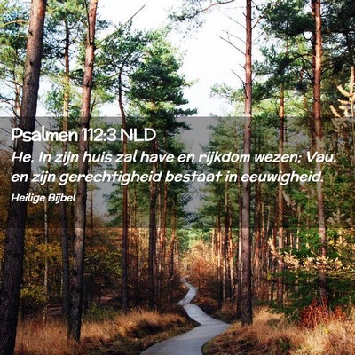 Picture 02 - Psalmen 112:3 NLD - He. In zijn huis zal have en rijkdom wezen; Vau. - Bible Verse Picture