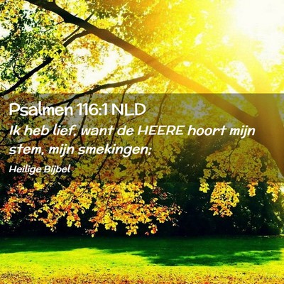 Picture 02 - Psalmen 116:1 NLD - Ik heb lief, want de HEERE hoort mijn stem, mijn - Bible Verse Picture