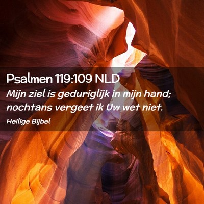 Picture 02 - Psalmen 119:109 NLD - Mijn ziel is geduriglijk in mijn hand; nochtans - Bible Verse Picture