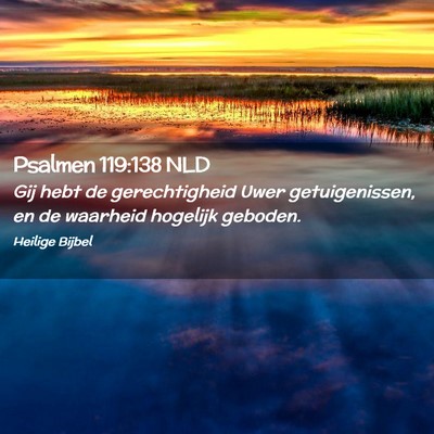 Picture 02 - Psalmen 119:138 NLD - Gij hebt de gerechtigheid Uwer getuigenissen, en - Bible Verse Picture