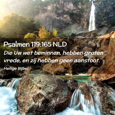 Picture 02 - Psalmen 119:165 NLD - Die Uw wet beminnen, hebben groten vrede, en zij - Bible Verse Picture