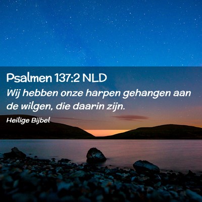 Picture 02 - Psalmen 137:2 NLD - Wij hebben onze harpen gehangen aan de wilgen, - Bible Verse Picture