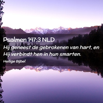 Picture 02 - Psalmen 147:3 NLD - Hij geneest de gebrokenen van hart, en Hij - Bible Verse Picture