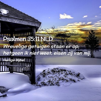 Picture 02 - Psalmen 35:11 NLD - Wrevelige getuigen staan er op; hetgeen ik niet - Bible Verse Picture