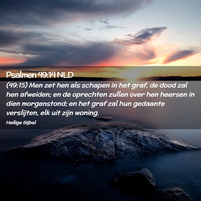 Picture 02 - Psalmen 49:14 NLD - (49:15) Men zet hen als schapen in het graf, de - Bible Verse Picture