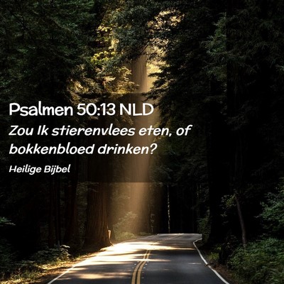 Picture 02 - Psalmen 50:13 NLD - Zou Ik stierenvlees eten, of bokkenbloed - Bible Verse Picture