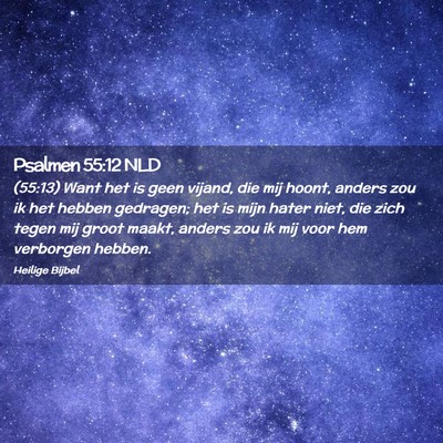 Picture 02 - Psalmen 55:12 NLD - (55:13) Want het is geen vijand, die mij hoont, - Bible Verse Picture