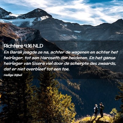Picture 02 - Richtere 4:16 NLD - En Barak jaagde ze na, achter de wagenen en - Bible Verse Picture
